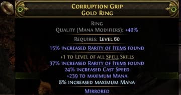 +1 TO LEVEL OF ALL SPELL SKILLS MANA GOLD RING
