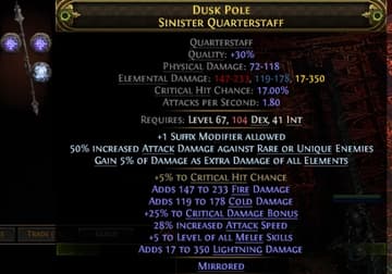 DUSK POLE SINISTER QUARTERSTAFF