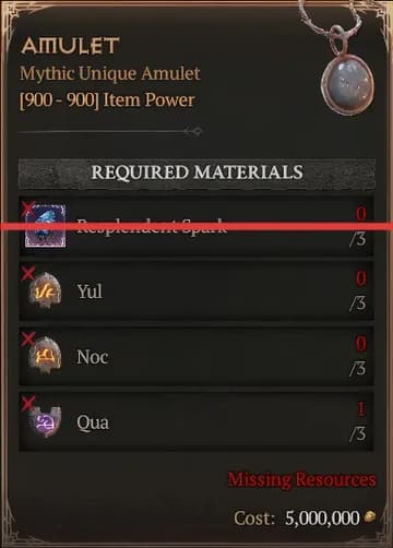 Amulet [3 Yul+3 Noc+3 Qua--No Spark]