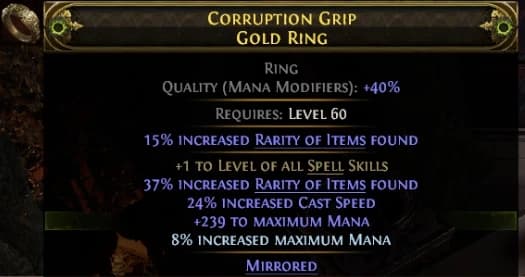 +1 TO LEVEL OF ALL SPELL SKILLS MANA GOLD RING