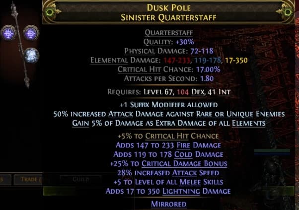 DUSK POLE SINISTER QUARTERSTAFF