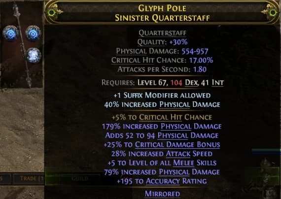 GLYPH POLE SINISTER QUARTERSTAFF