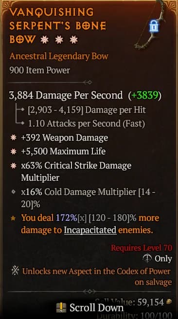 Vanquishing Serpent's Bone Bow#833953
