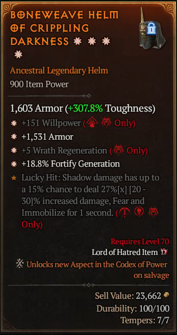 Boneweave Helm Of Crippling Darkness#982119
