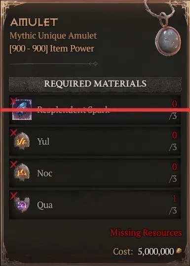Amulet [3 Yul+3 Noc+3 Qua--No Spark]