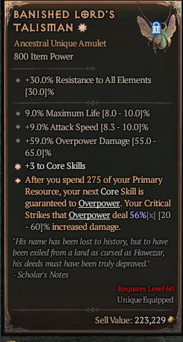 BANISHED LORD'S TALISMAN E#69339