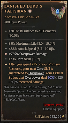 BANISHED LORD'S TALISMAN E#109543