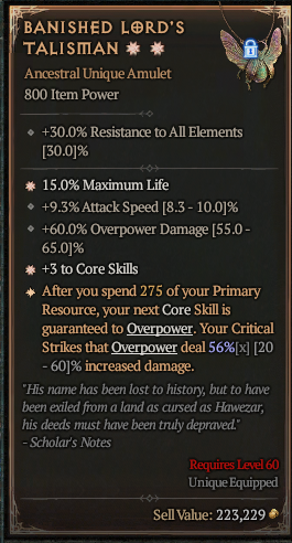 BANISHED LORD'S TALISMAN E#410898