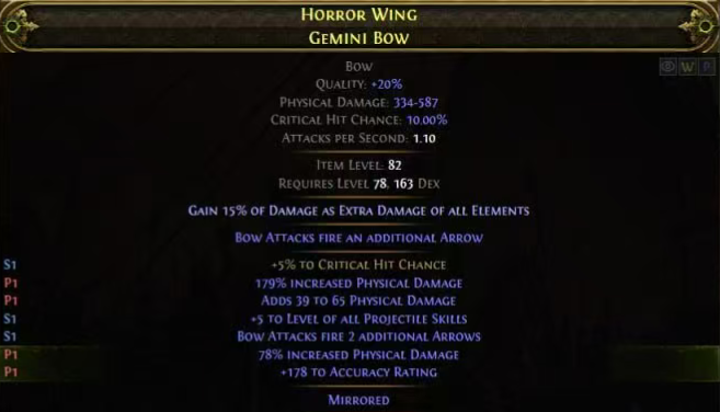 HORROR WING GEMINI BOW(Mirrored)